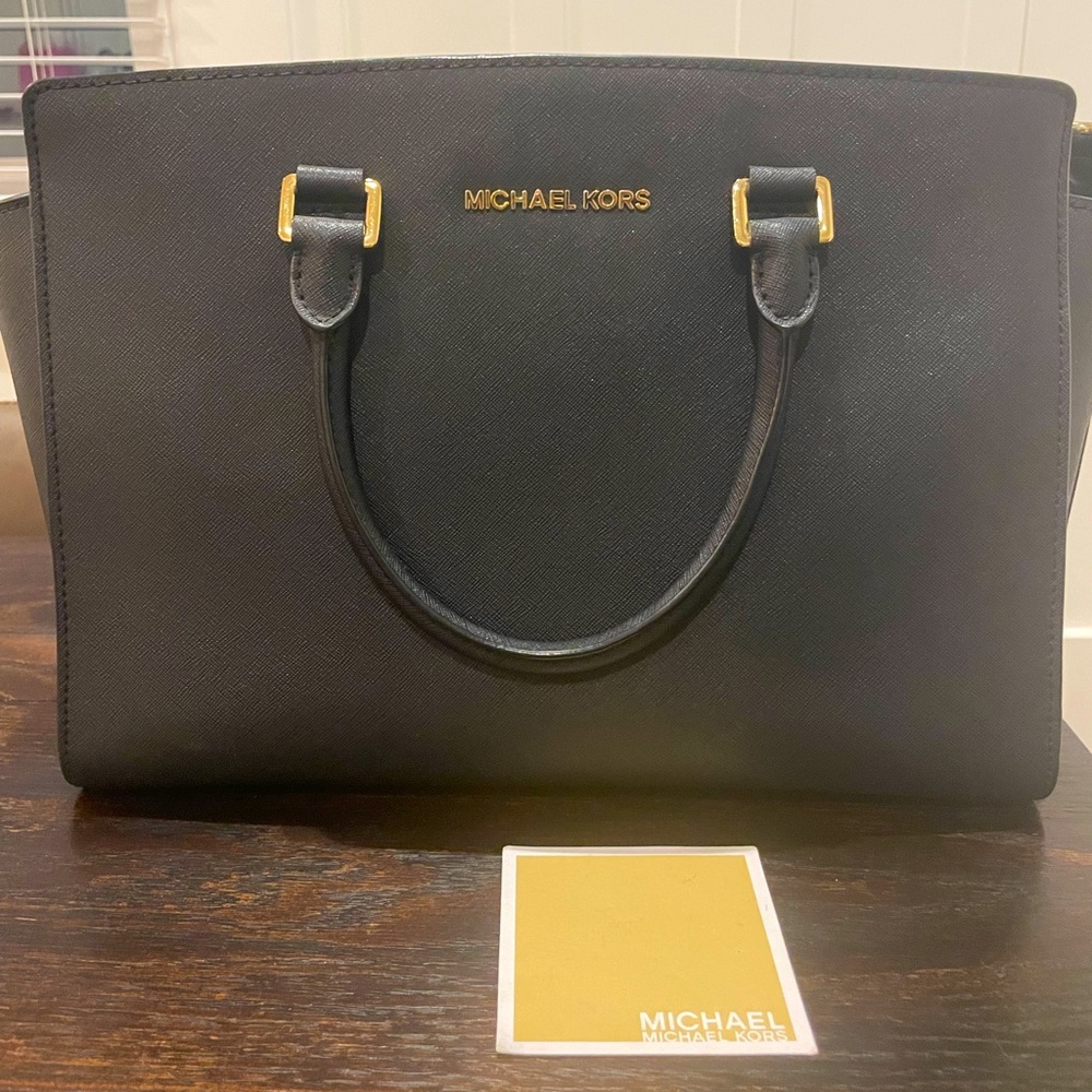 Michael Kors Large Black Leather Crossbody Tote - Picture 1 of 5